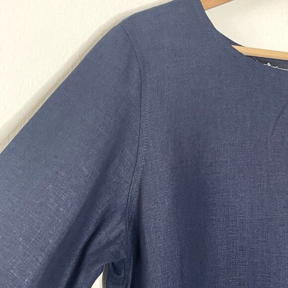 CROWN LINEN DESIGNS NAVY BELLA BELL SLEEVE TUNIC SIZE L NWT - Picture 7 of 10